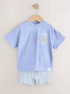 Next Short Sleeve T-Shirt and Cycle Shorts Set (3mths-7yrs) Blue Sunshine Sale