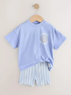 Next Short Sleeve T-Shirt and Cycle Shorts Set (3mths-7yrs) Blue Sunshine Sale