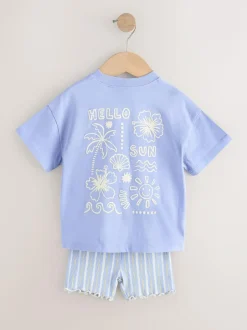 Next Short Sleeve T-Shirt and Cycle Shorts Set (3mths-7yrs) Blue Sunshine Sale