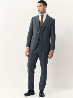 Next Tailored Fit Merino Wool Blend Suit Jacket Blue Clearance