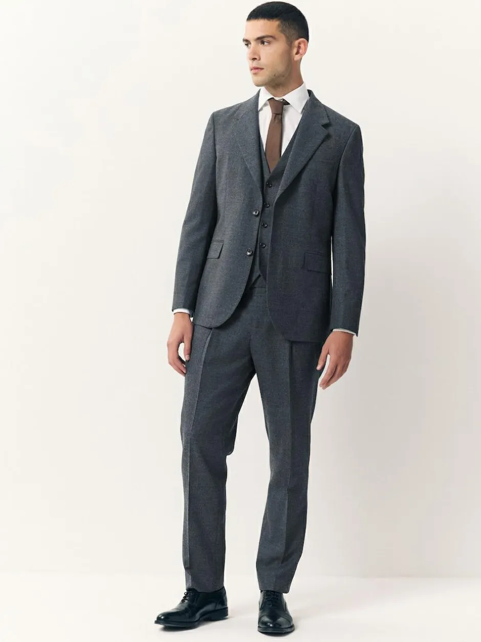 Next Tailored Fit Merino Wool Blend Suit Jacket Blue Clearance