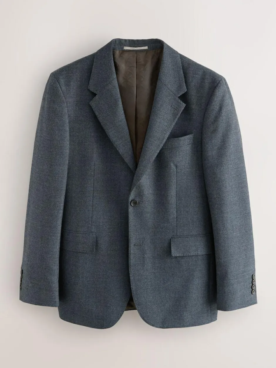 Next Tailored Fit Merino Wool Blend Suit Jacket Blue Clearance