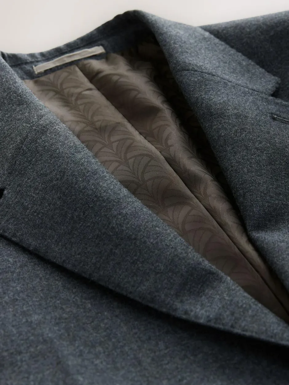 Next Tailored Fit Merino Wool Blend Suit Jacket Blue Clearance
