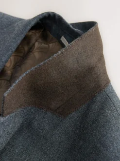Next Tailored Fit Merino Wool Blend Suit Jacket Blue Clearance