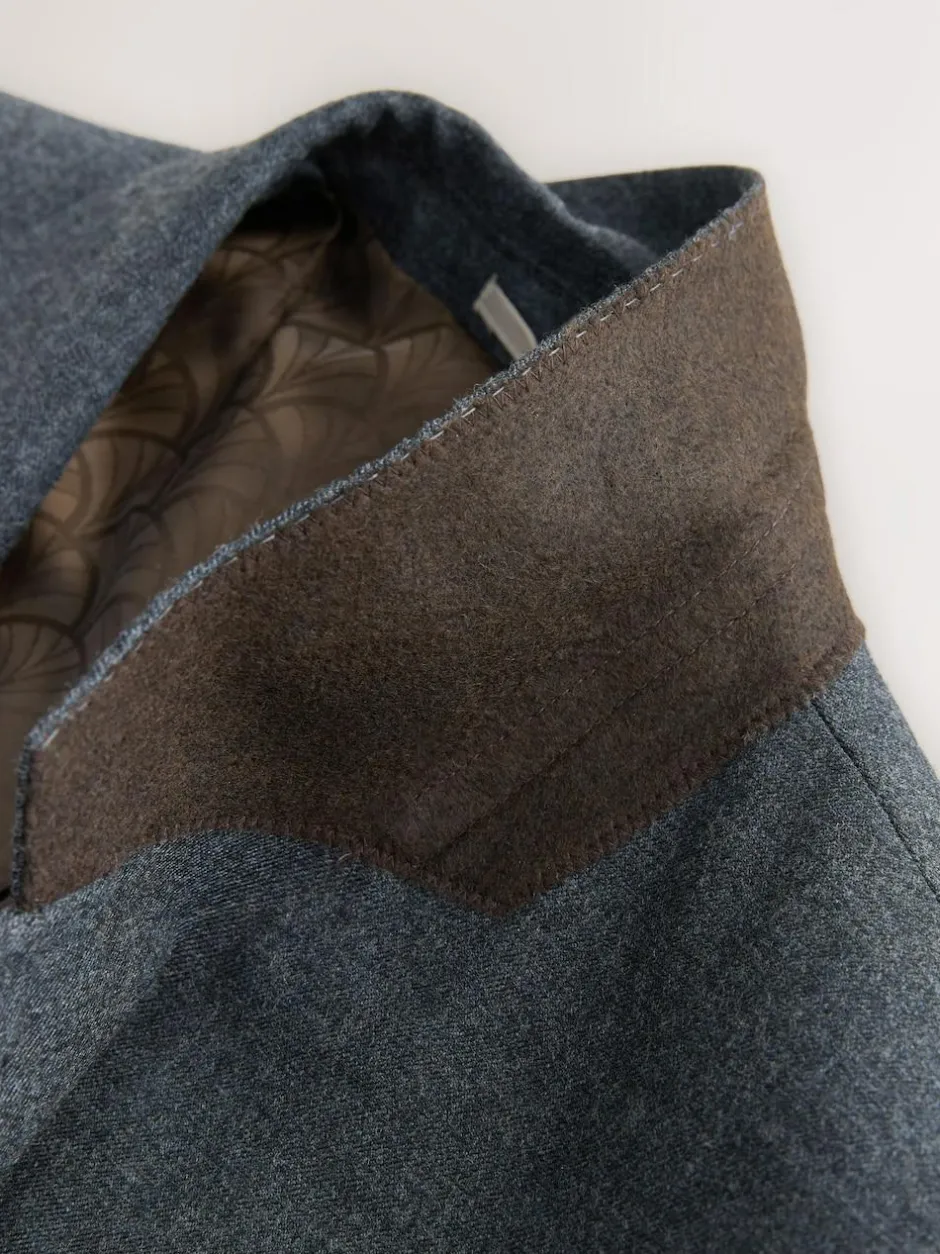 Next Tailored Fit Merino Wool Blend Suit Jacket Blue Clearance