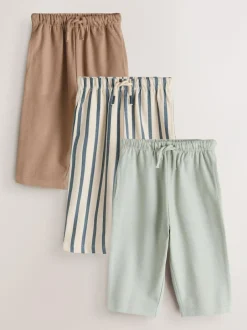 Next Blue Tan And Stripe Textured Wide Leg Joggers 3 Pack (3mths-7yrs) Hot