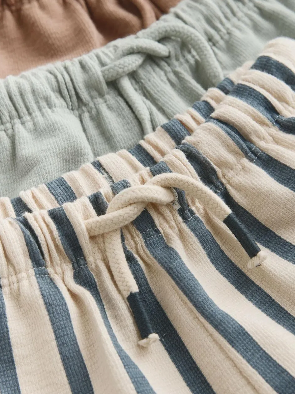 Next Blue Tan And Stripe Textured Wide Leg Joggers 3 Pack (3mths-7yrs) Hot