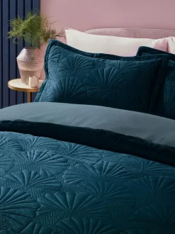 Next Velvet Ginkgo Duvet Cover and Pillowcase Set Blue Teal Online