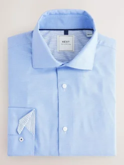 Next Regular Fit Single Cuff Easy Care Smart Shirts 2 Pack Blue texture/Stripe Online