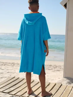 Next Towelling Poncho (3-16yrs) Blue New