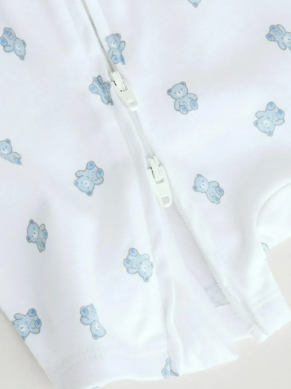 Next Blue Two Way Zip Baby Rompers 3 Pack (0mths-3yrs) Hot