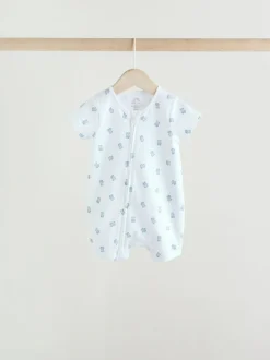 Next Blue Two Way Zip Baby Rompers 3 Pack (0mths-3yrs) Hot