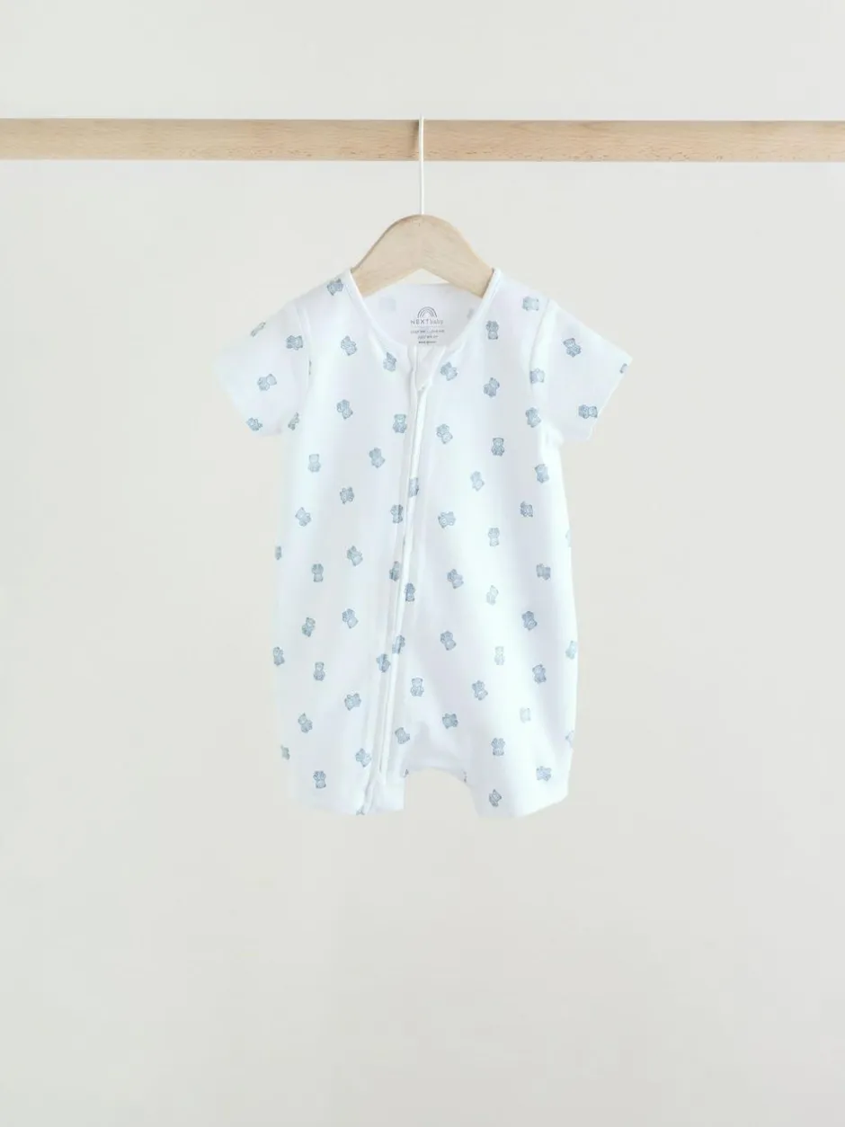 Next Blue Two Way Zip Baby Rompers 3 Pack (0mths-3yrs) Hot