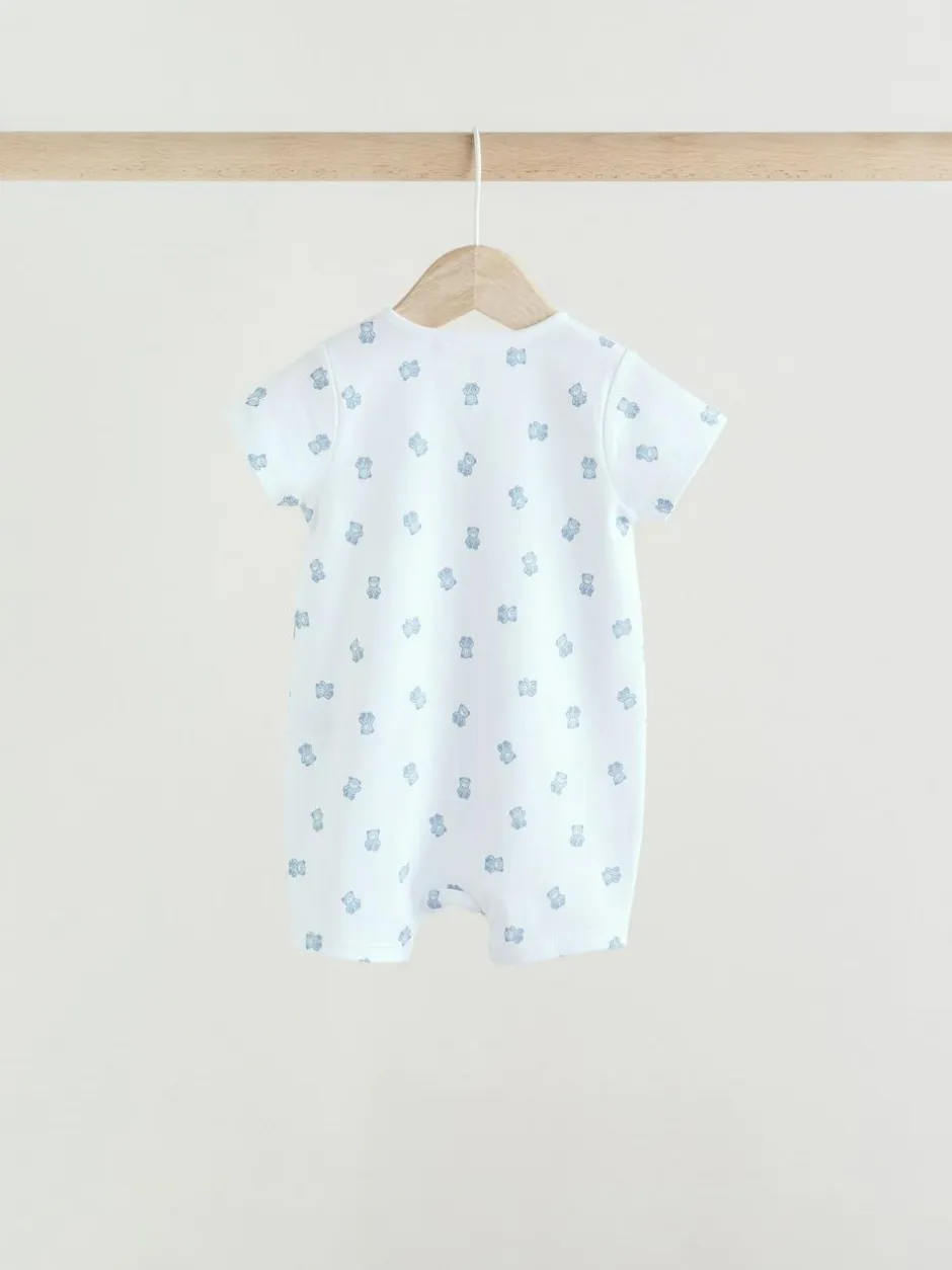 Next Blue Two Way Zip Baby Rompers 3 Pack (0mths-3yrs) Hot