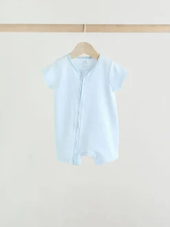 Next Blue Two Way Zip Baby Rompers 3 Pack (0mths-3yrs) Hot