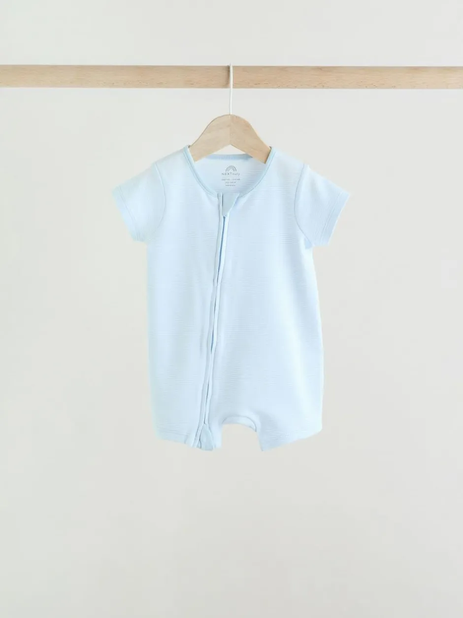 Next Blue Two Way Zip Baby Rompers 3 Pack (0mths-3yrs) Hot