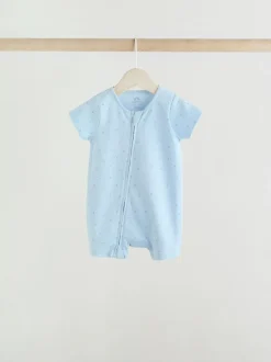 Next Blue Two Way Zip Baby Rompers 3 Pack (0mths-3yrs) Hot