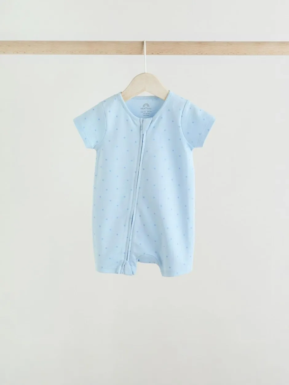 Next Blue Two Way Zip Baby Rompers 3 Pack (0mths-3yrs) Hot
