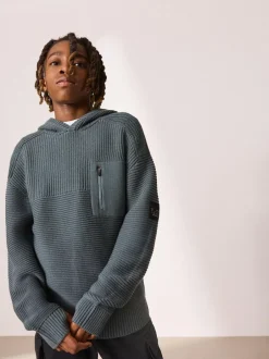 Next Blue Utility Knitted Hoodie (3-16yrs) Online