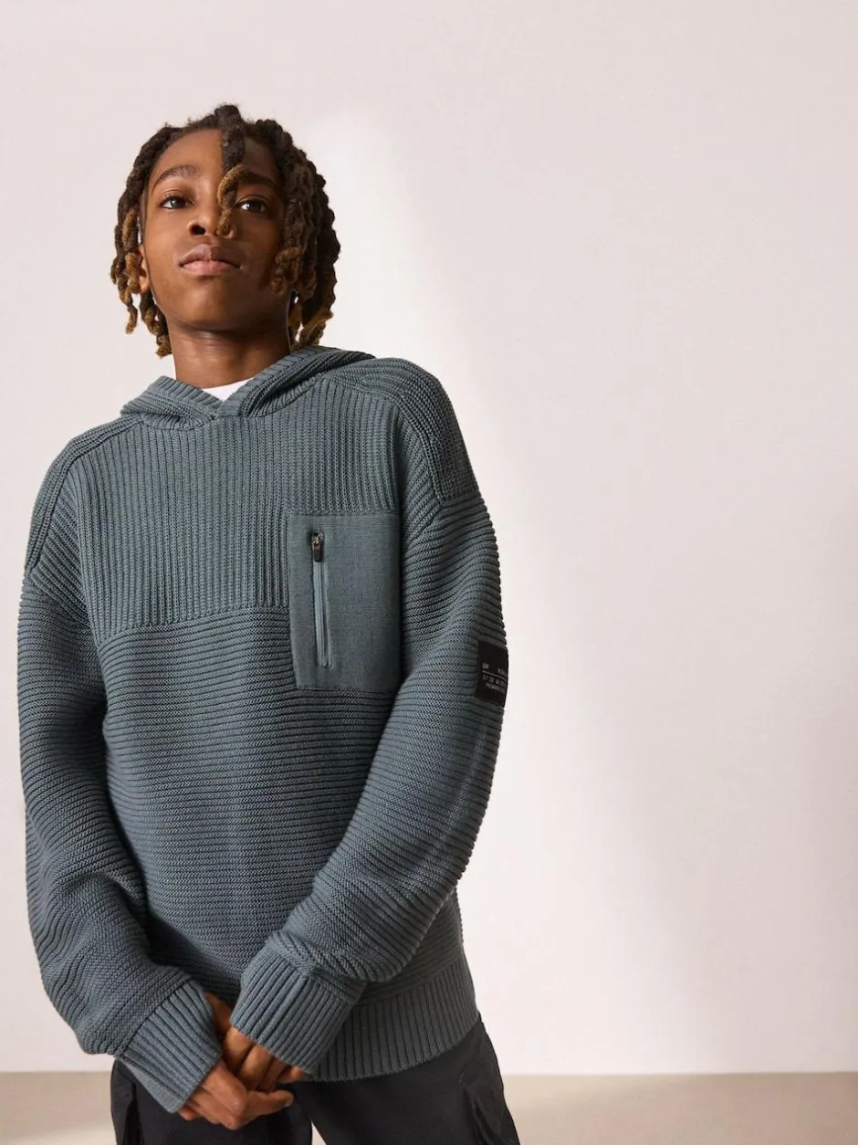 Next Blue Utility Knitted Hoodie (3-16yrs) Online
