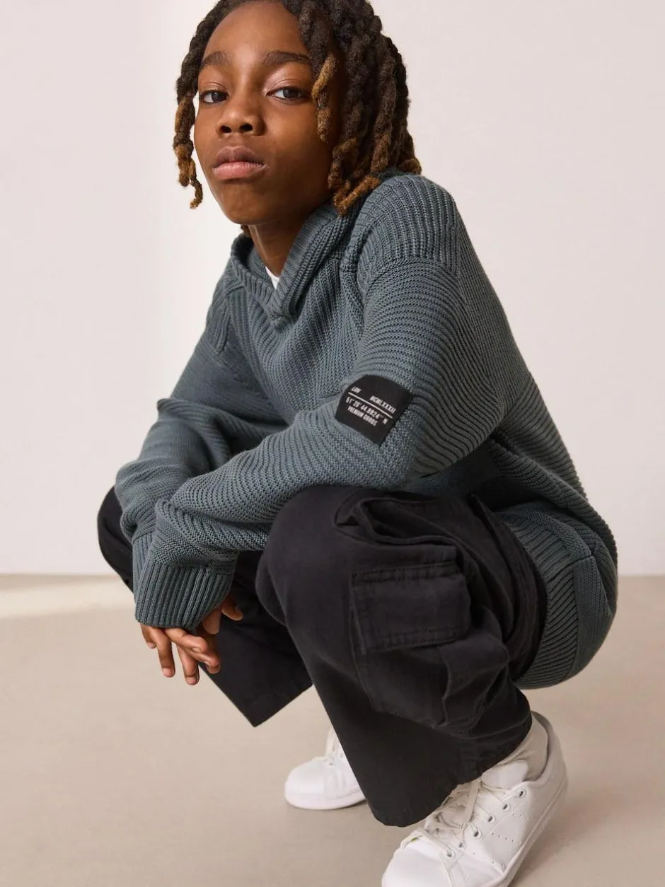 Next Blue Utility Knitted Hoodie (3-16yrs) Online