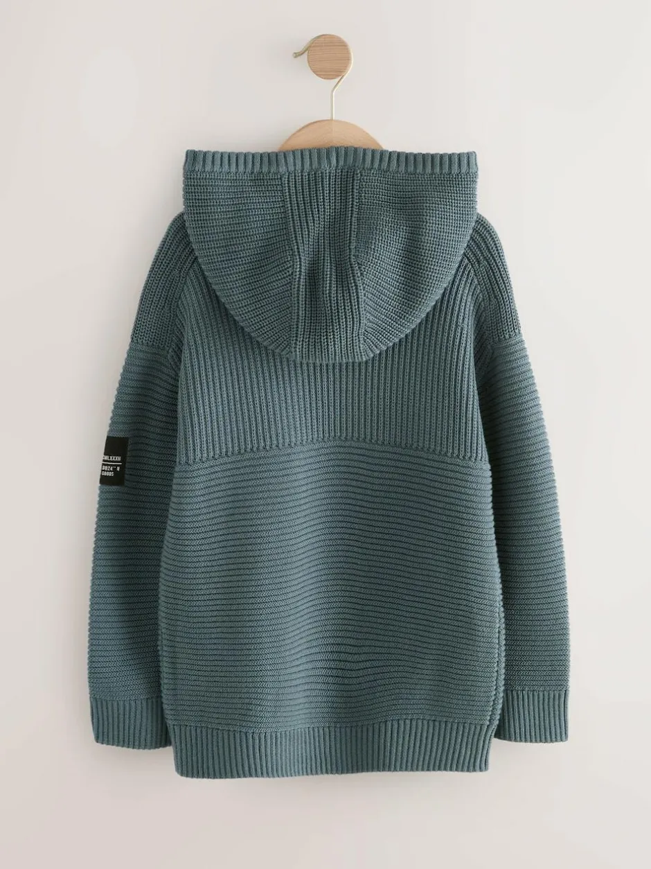 Next Blue Utility Knitted Hoodie (3-16yrs) Online