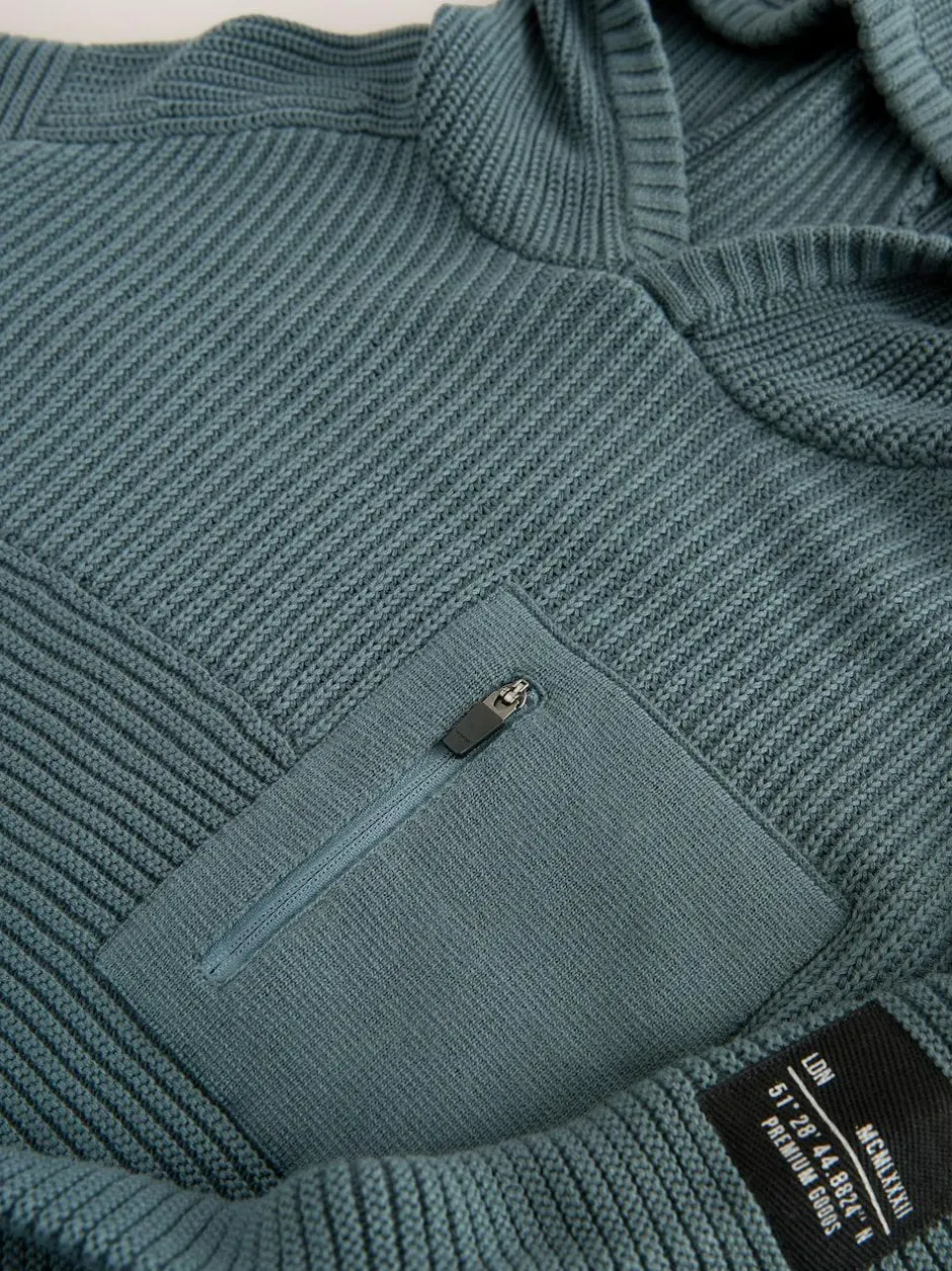 Next Blue Utility Knitted Hoodie (3-16yrs) Online