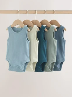 Next Blue Vest Baby Bodysuits 5 Pack Discount