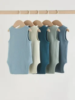 Next Blue Vest Baby Bodysuits 5 Pack Discount