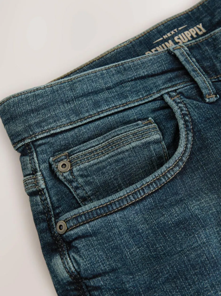 Next Regular Tapered Fit Authentic Stretch Denim Jeans Blue Vintage Best