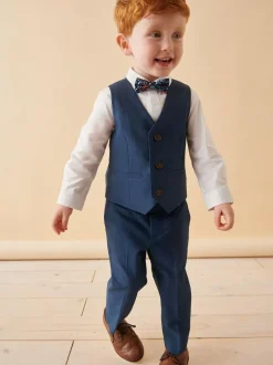 Next Blue Waistcoat, Shirt, Trousers & Bowtie Set (3mths-9yrs) Outlet