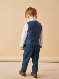 Next Blue Waistcoat, Shirt, Trousers & Bowtie Set (3mths-9yrs) Outlet