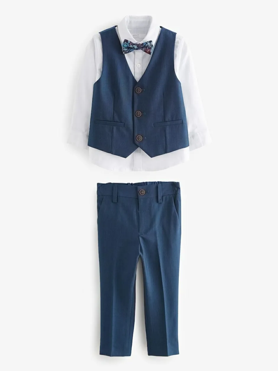 Next Blue Waistcoat, Shirt, Trousers & Bowtie Set (3mths-9yrs) Outlet