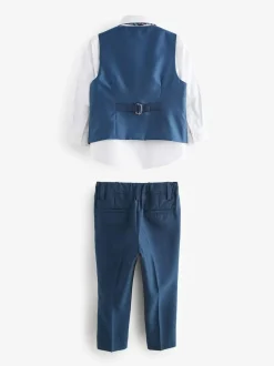 Next Blue Waistcoat, Shirt, Trousers & Bowtie Set (3mths-9yrs) Outlet