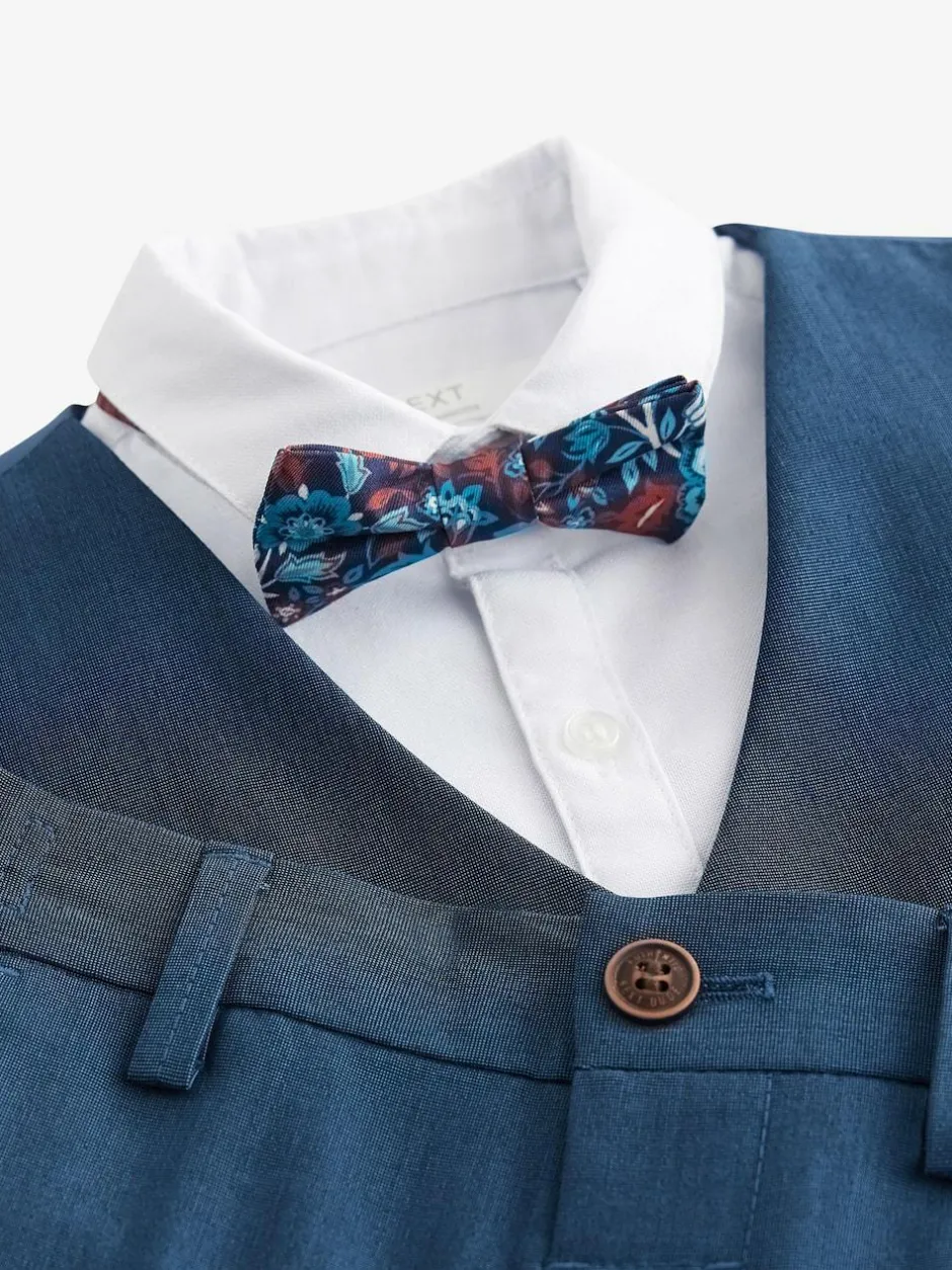 Next Blue Waistcoat, Shirt, Trousers & Bowtie Set (3mths-9yrs) Outlet