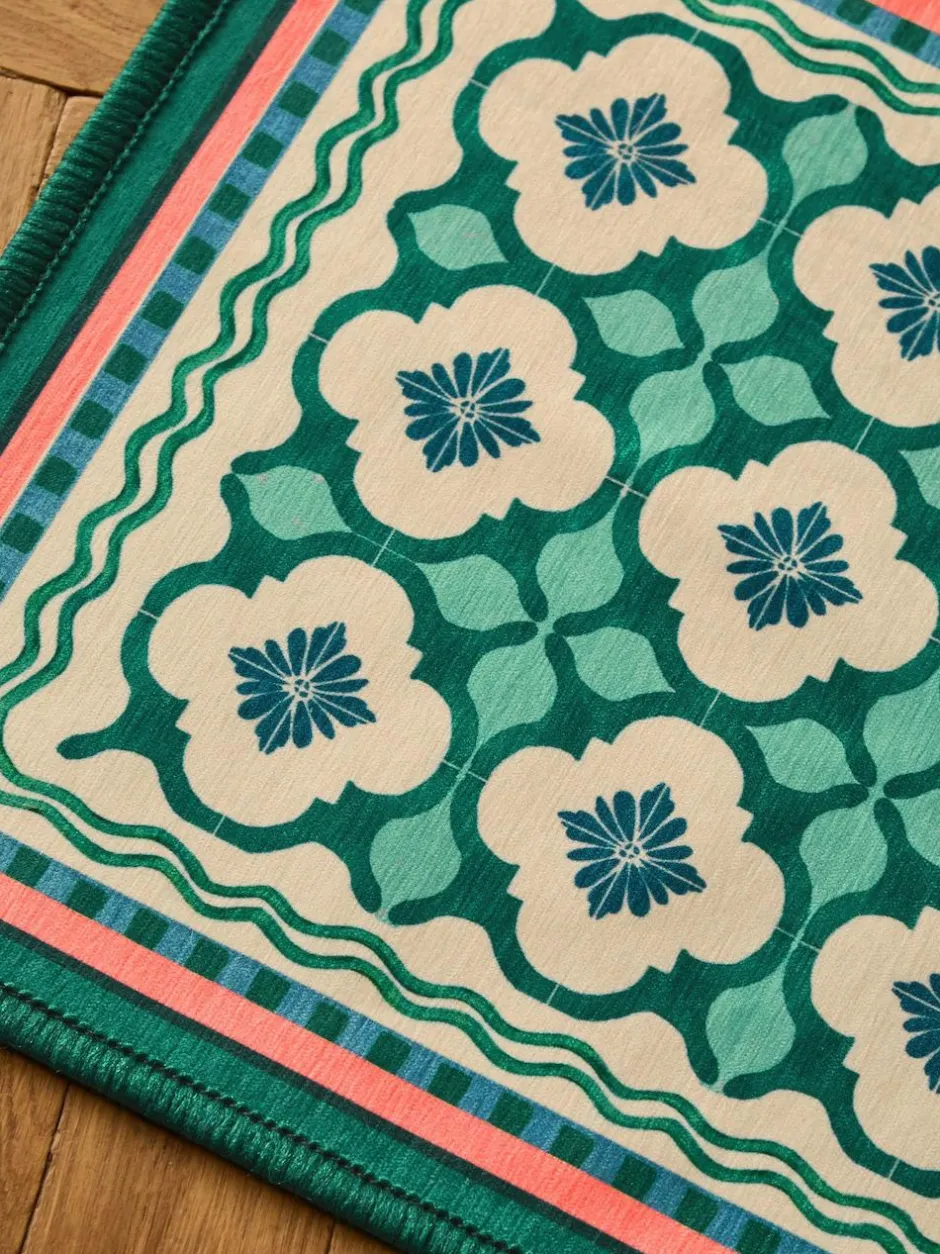 Next Blue Washable Bright Tile Doormat Clearance