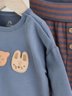 Next Blue Woodland Baby Top and Leggings Set 2 Piece (0mths-3yrs) Clearance