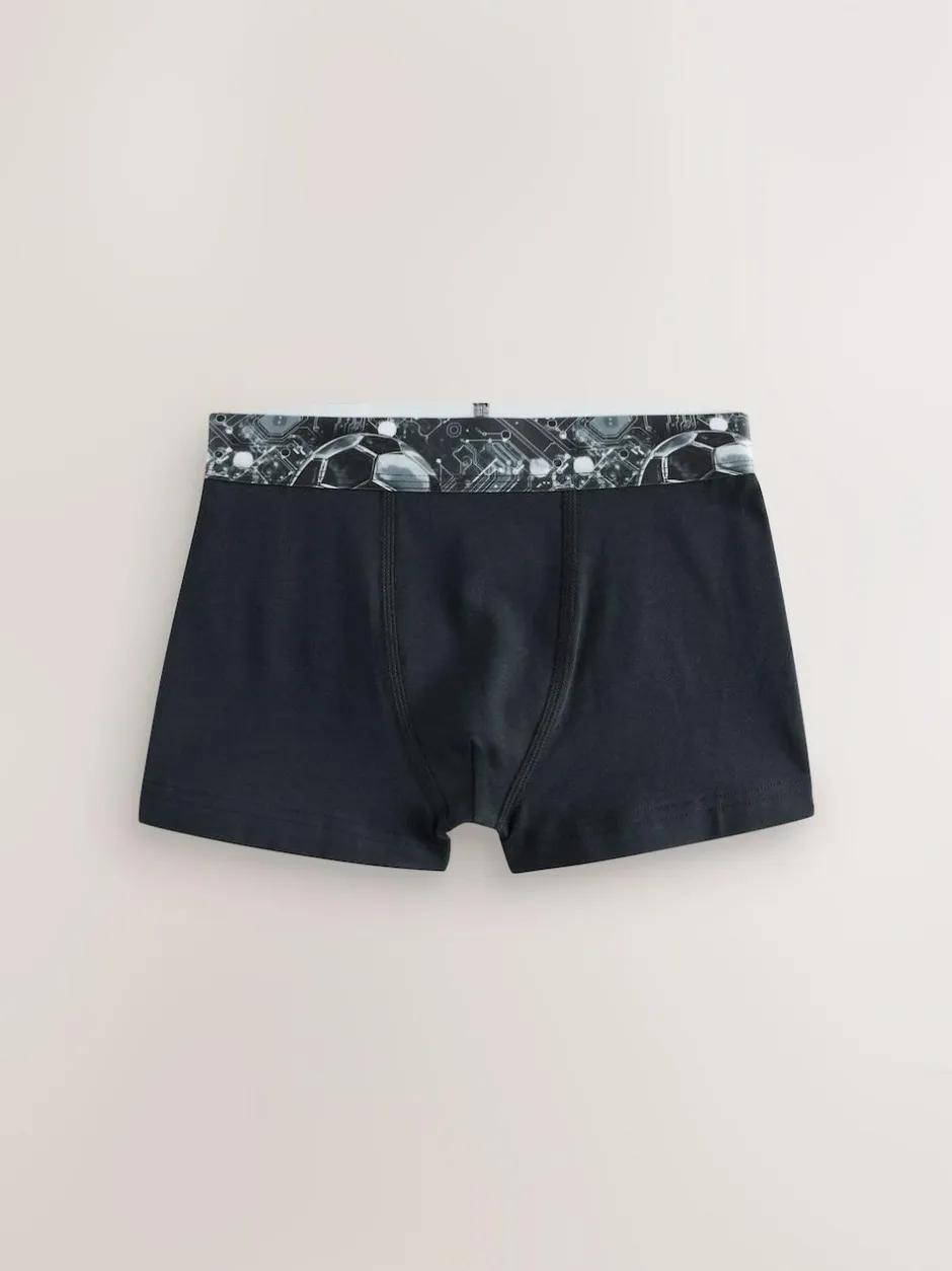 Next Boxers 5 Pack (2-16yrs) Blue/Black Football Print New