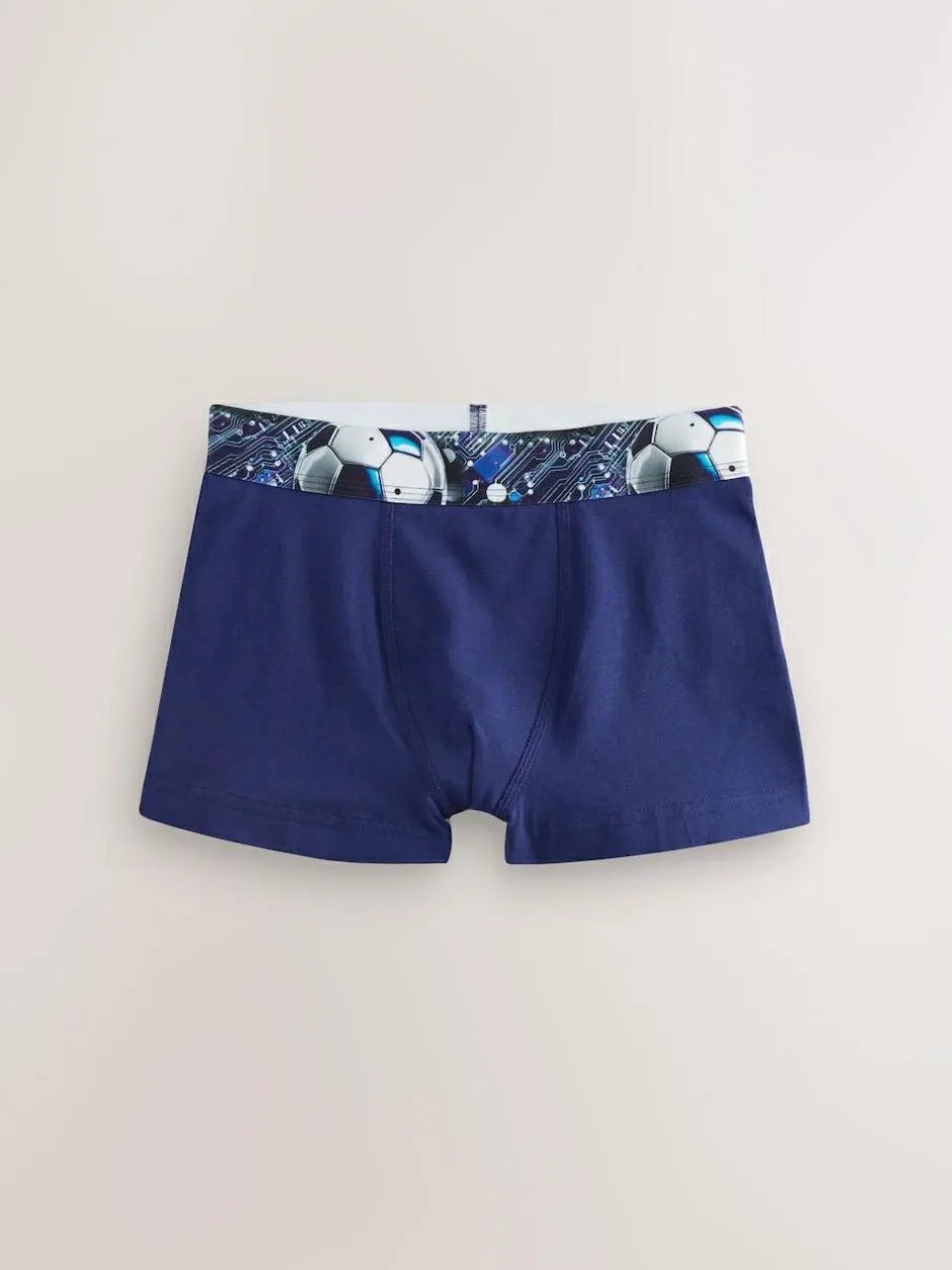 Next Boxers 5 Pack (2-16yrs) Blue/Black Football Print New