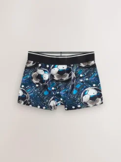 Next Boxers 5 Pack (2-16yrs) Blue/Black Football Print New