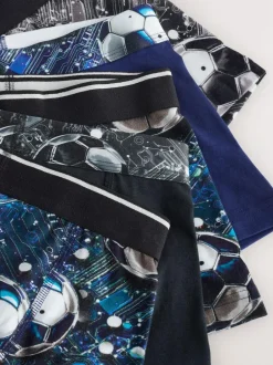 Next Boxers 5 Pack (2-16yrs) Blue/Black Football Print New