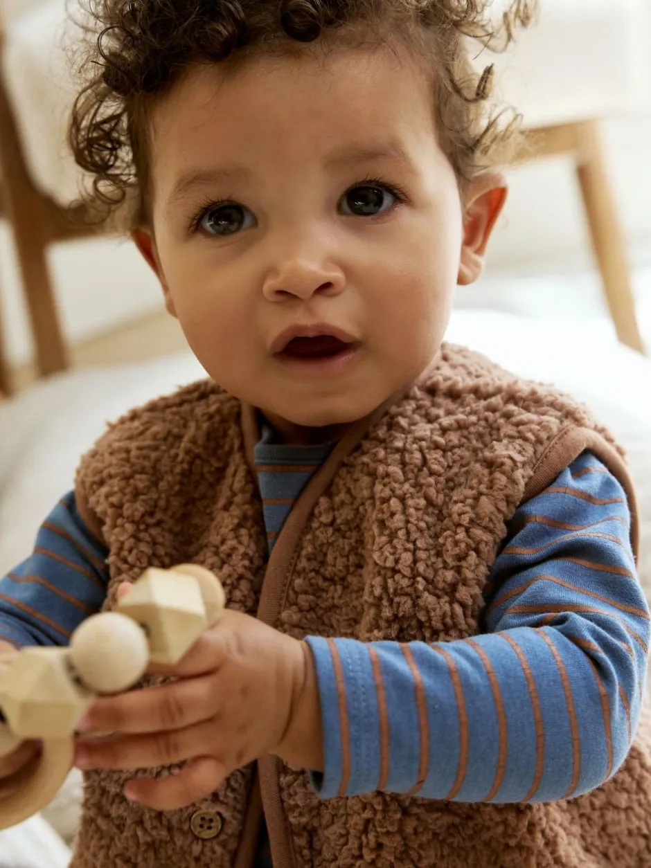 Next Baby Gilet Top and Leggings Set (0mths-2yrs) Blue/Brown Bear Hugs Slogan Borg Outlet