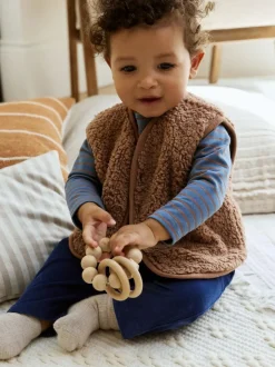 Next Baby Gilet Top and Leggings Set (0mths-2yrs) Blue/Brown Bear Hugs Slogan Borg Outlet