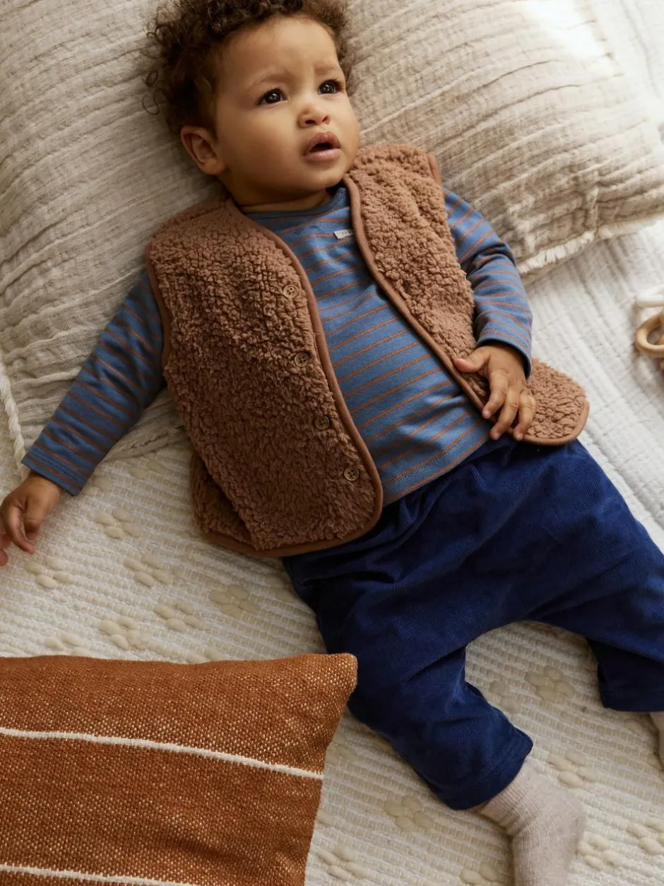 Next Baby Gilet Top and Leggings Set (0mths-2yrs) Blue/Brown Bear Hugs Slogan Borg Outlet