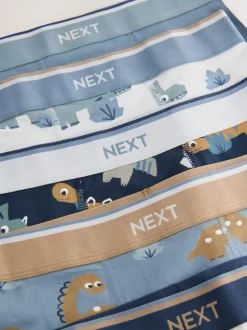 Next Trunks 5 Pack (1.5-12yrs) Blue/Brown Dino New