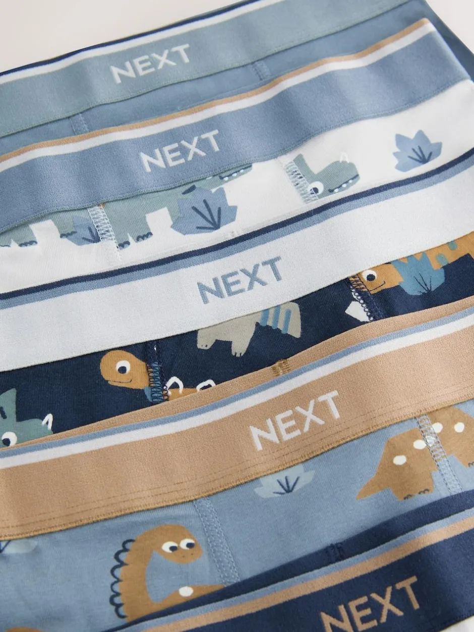 Next Trunks 5 Pack (1.5-12yrs) Blue/Brown Dino New