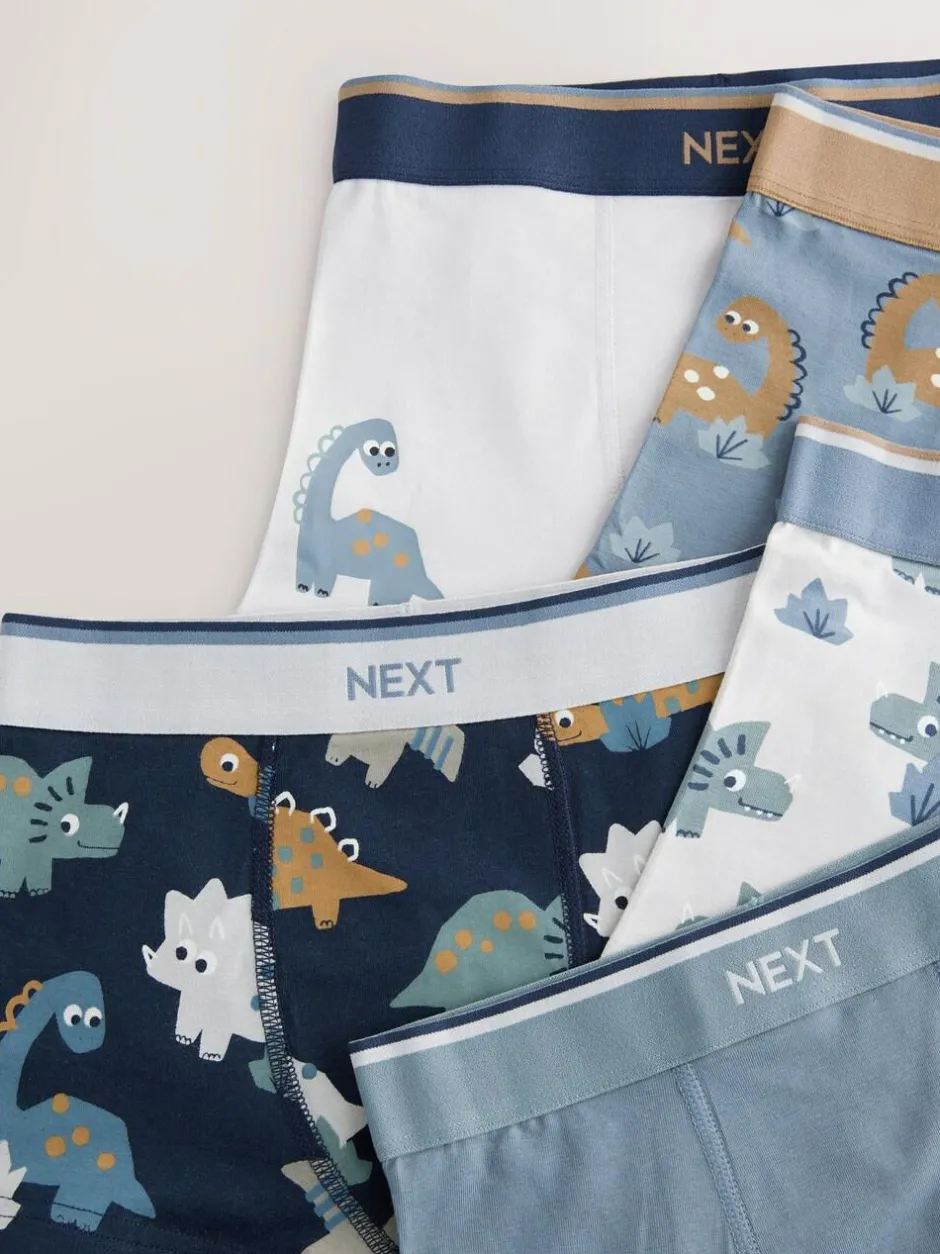 Next Trunks 5 Pack (1.5-12yrs) Blue/Brown Dino New