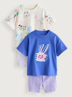 Next Top & Cycle Shorts Set 2 Pack (3mths-7yrs) Blue/Cream Hot