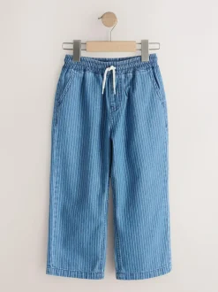 Next Pull on Denim Jeans (3-16yrs) Blue/Ecru Stripe New
