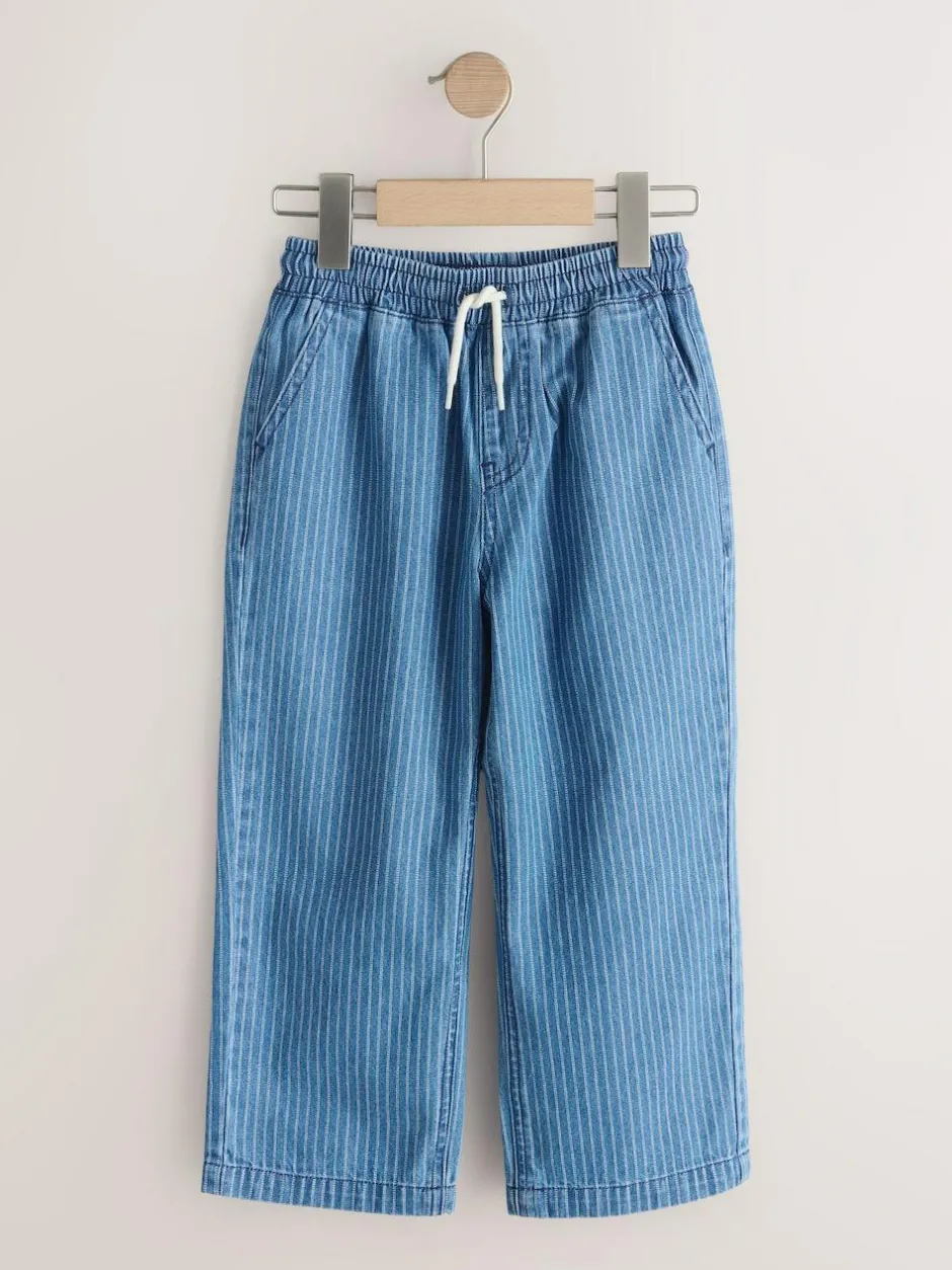 Next Pull on Denim Jeans (3-16yrs) Blue/Ecru Stripe New